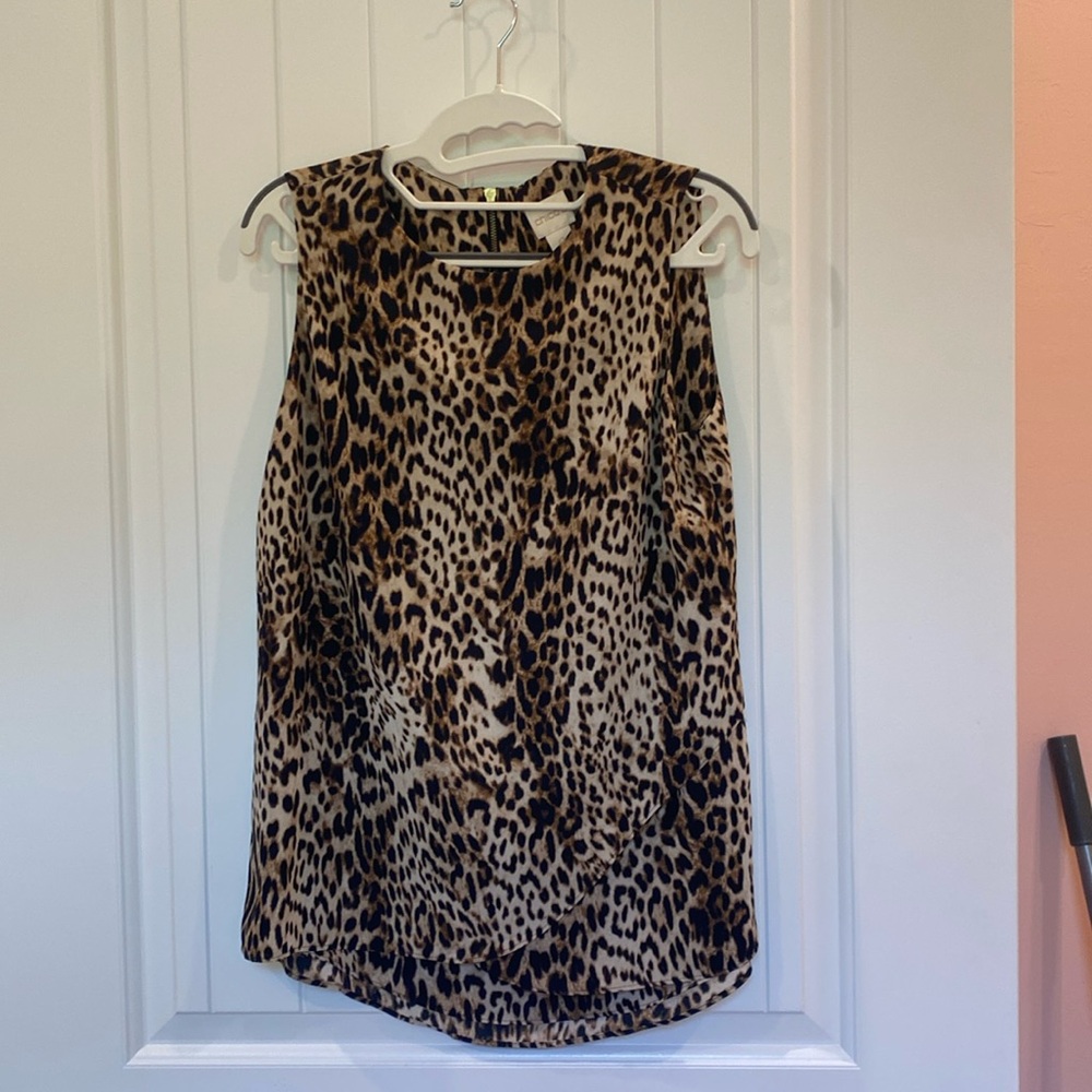 Sleeveless animal print top by Chico’s.